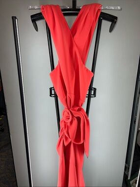 Sachin + Babi Coral-Red Asymmetrical Wrap Dress
